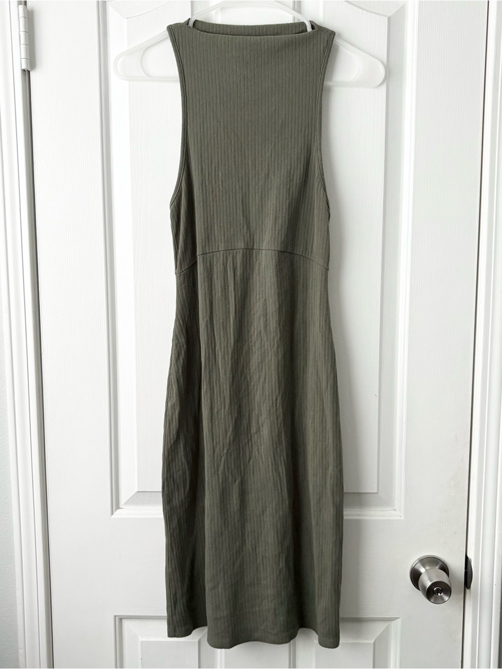 Free People Olive Green Ribbed Midi Dress